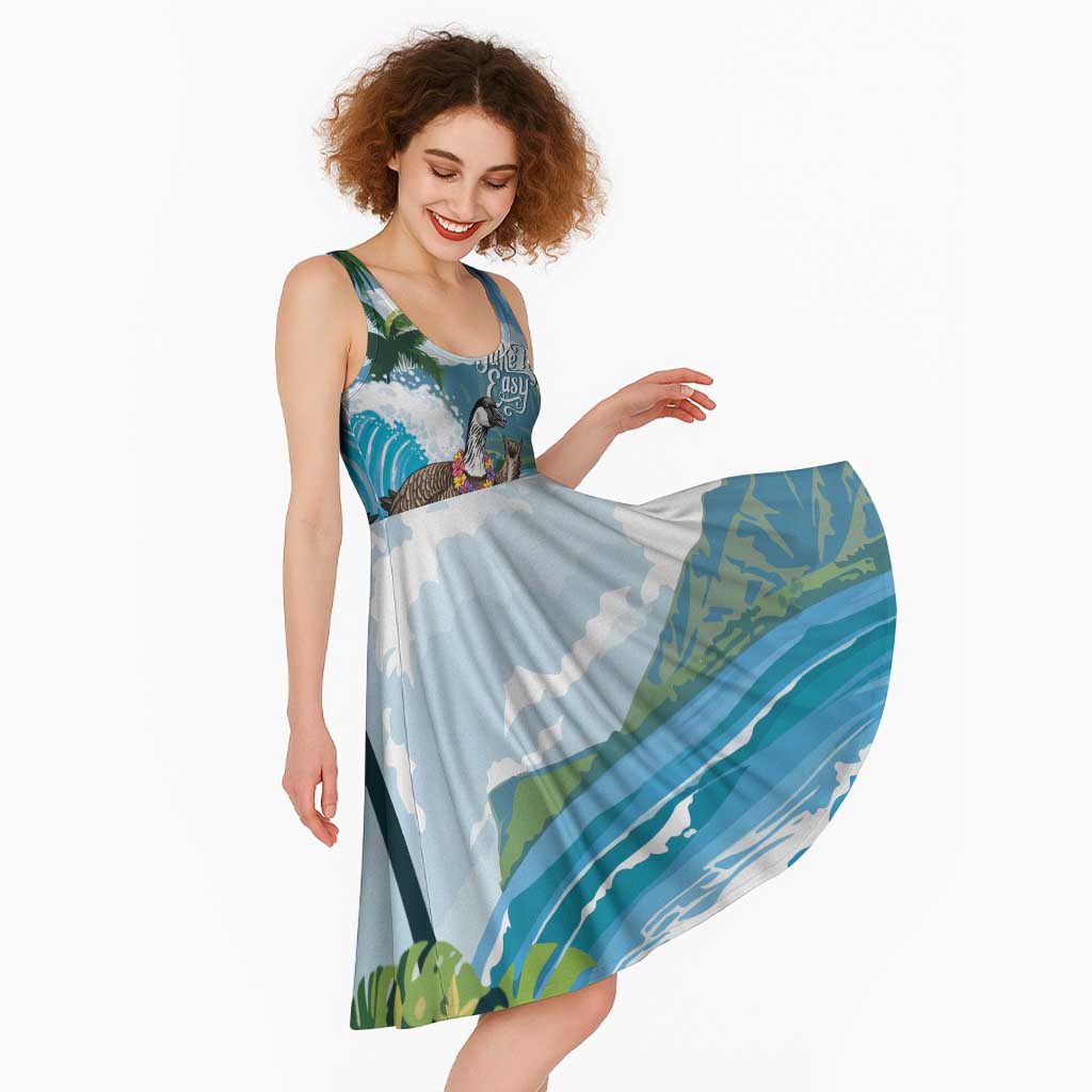 Aloha Hawaii Shaka Nene Goose Midi Dress Surfing Take It Easy - Polynesian Pride