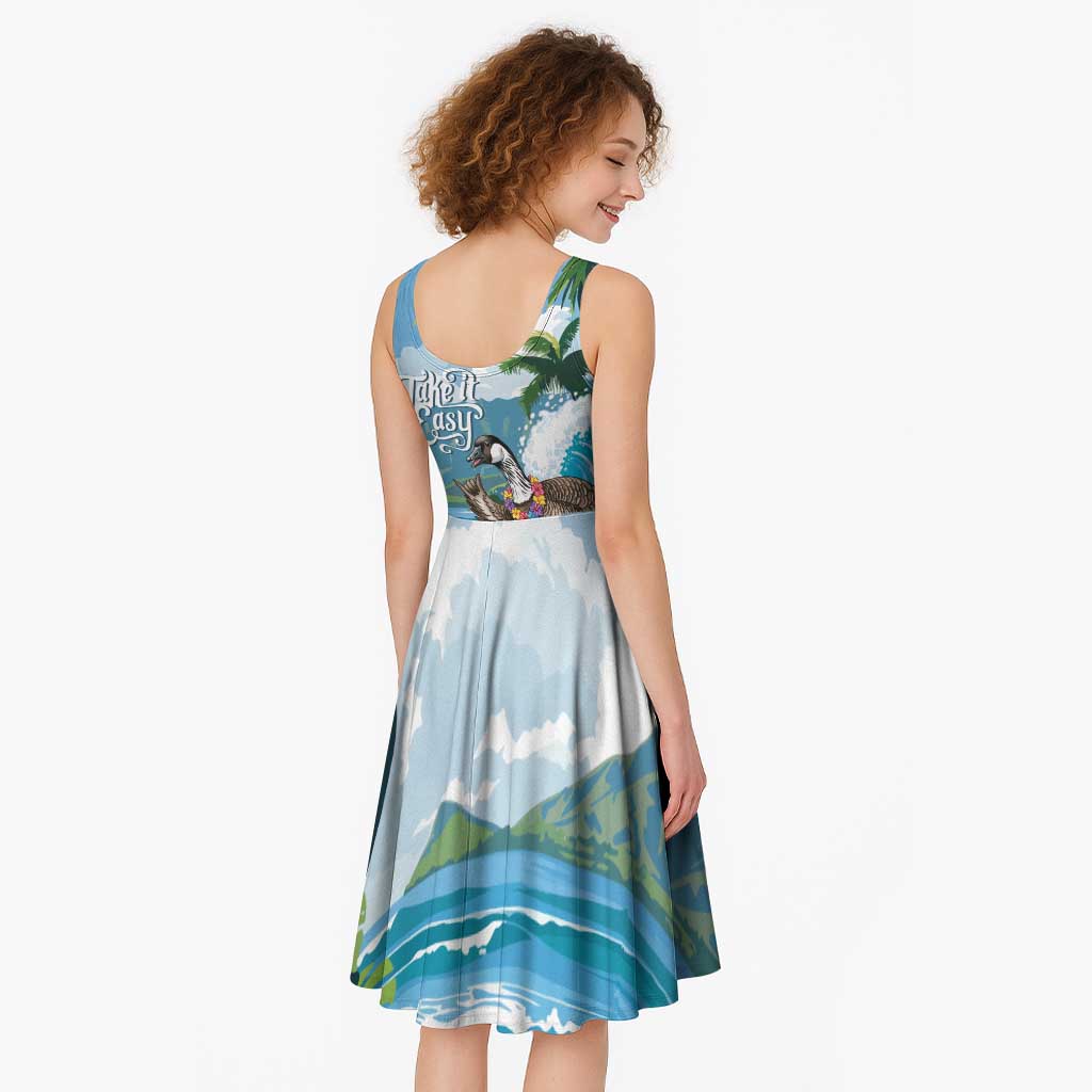 Aloha Hawaii Shaka Nene Goose Midi Dress Surfing Take It Easy - Polynesian Pride