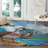 Aloha Hawaii Shaka Nene Goose Round Carpet Surfing Take It Easy - Polynesian Pride
