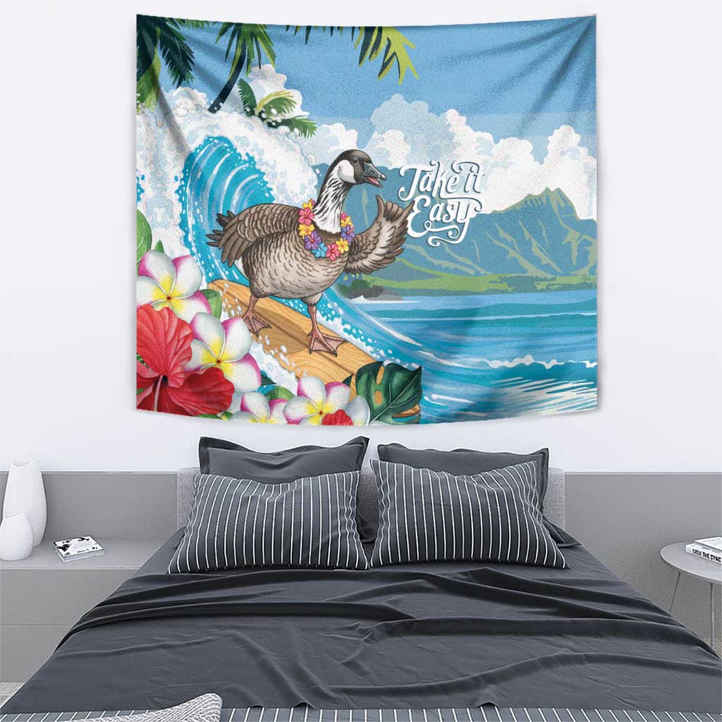 Aloha Hawaii Shaka Nene Goose Tapestry Surfing Take It Easy - Polynesian Pride