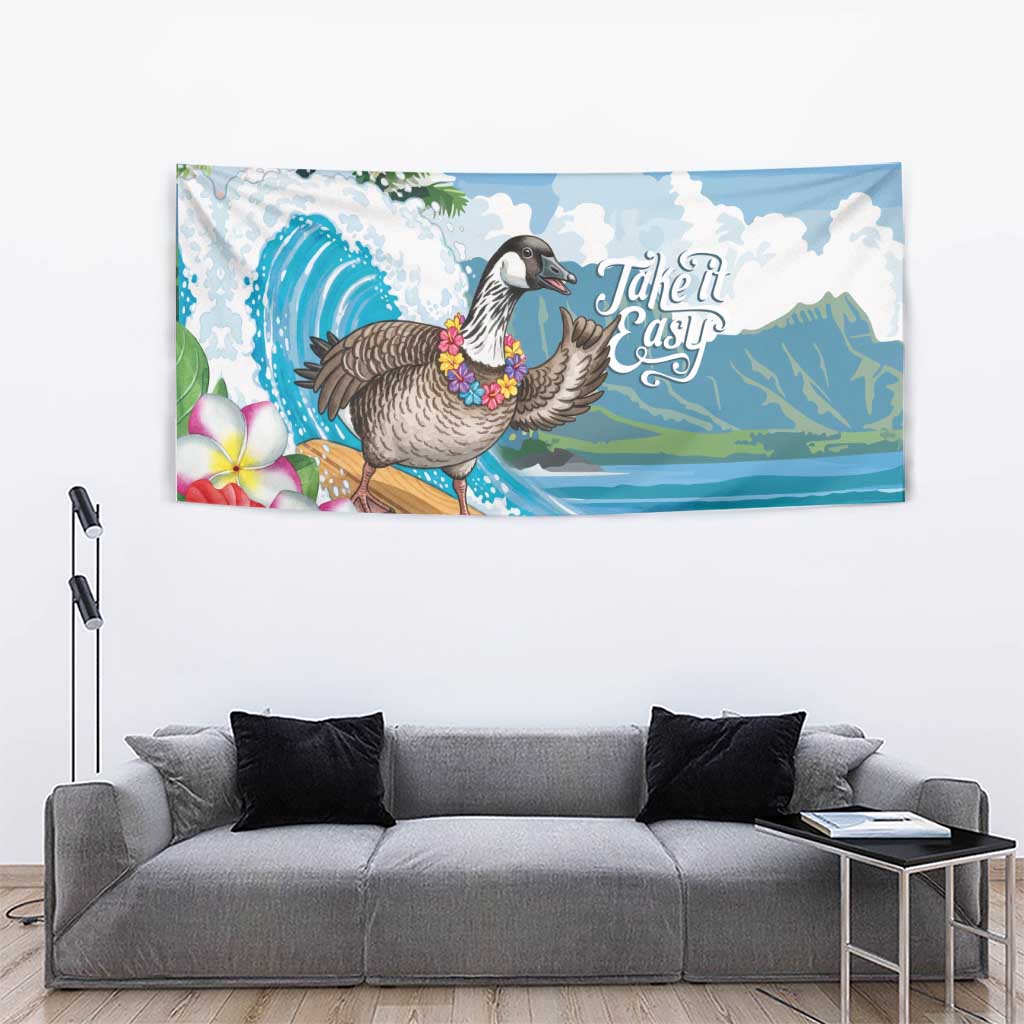 Aloha Hawaii Shaka Nene Goose Tapestry Surfing Take It Easy - Polynesian Pride