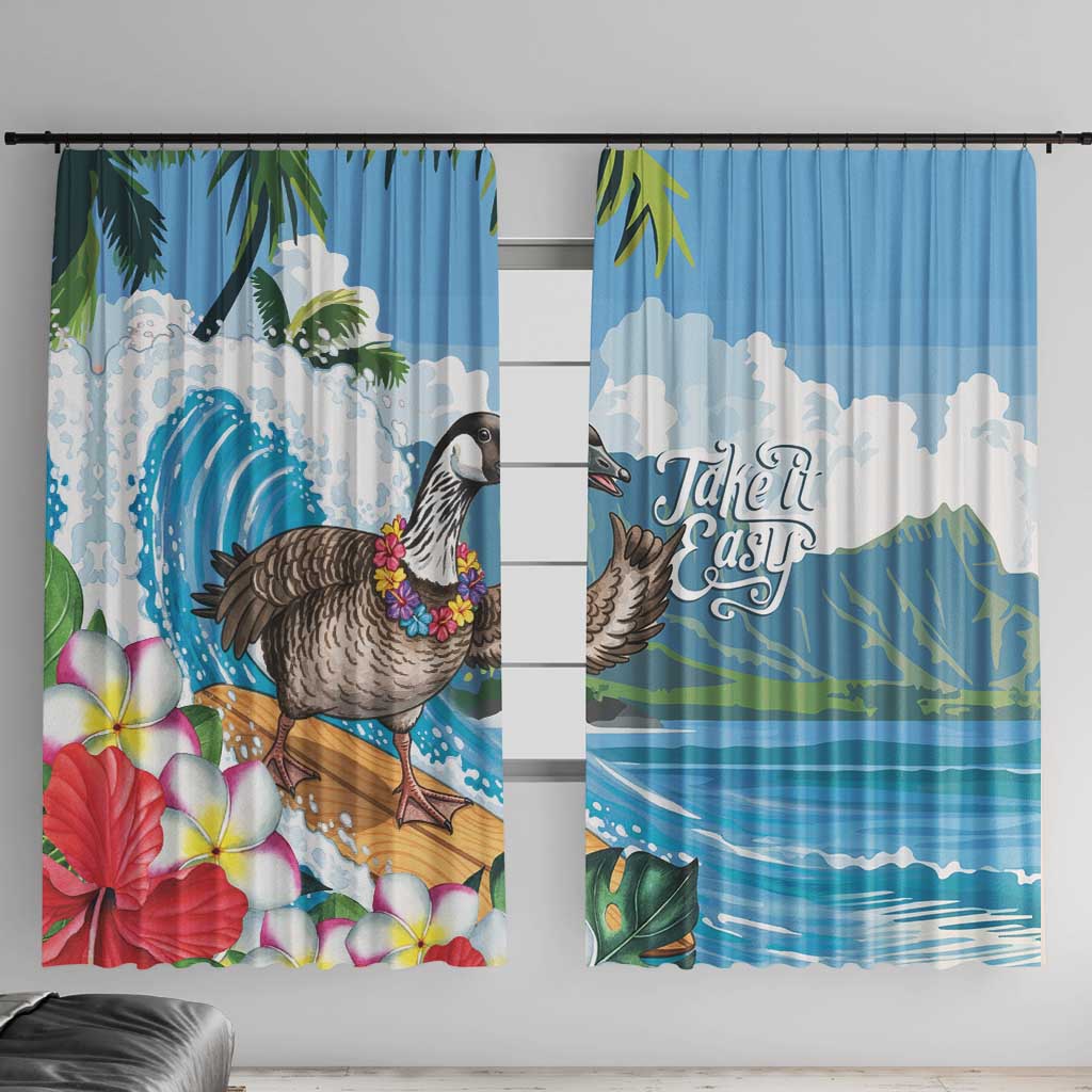 Aloha Hawaii Shaka Nene Goose Window Curtain Surfing Take It Easy - Polynesian Pride