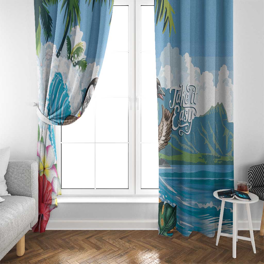 Aloha Hawaii Shaka Nene Goose Window Curtain Surfing Take It Easy - Polynesian Pride