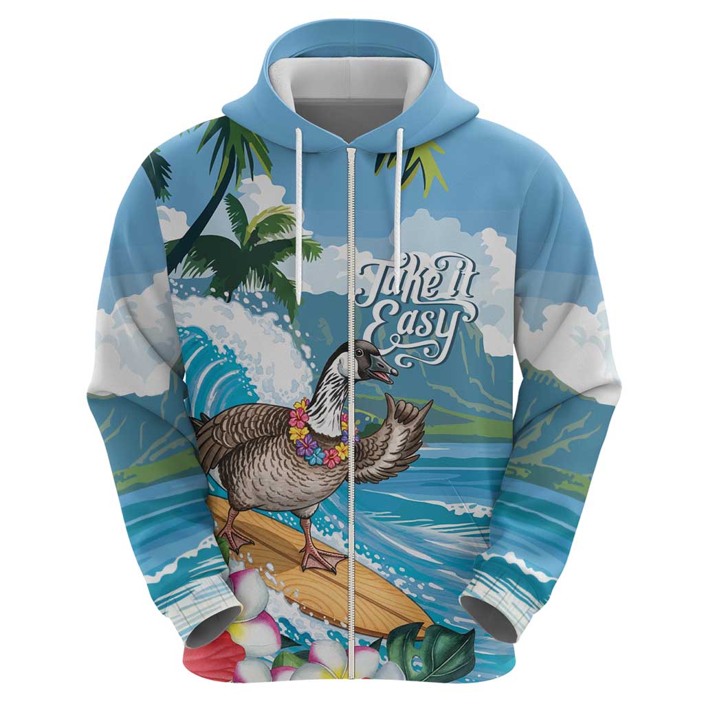 Aloha Hawaii Shaka Nene Goose Zip Hoodie Surfing Take It Easy - Polynesian Pride