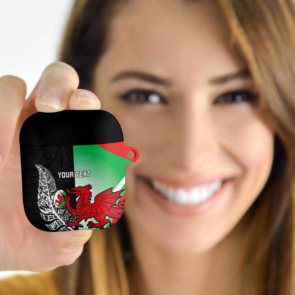 New Zealand and Wales Rugby Custom AirPods Case Aotearoa All Black Combine Welsh Dragon - Polynesian Pride