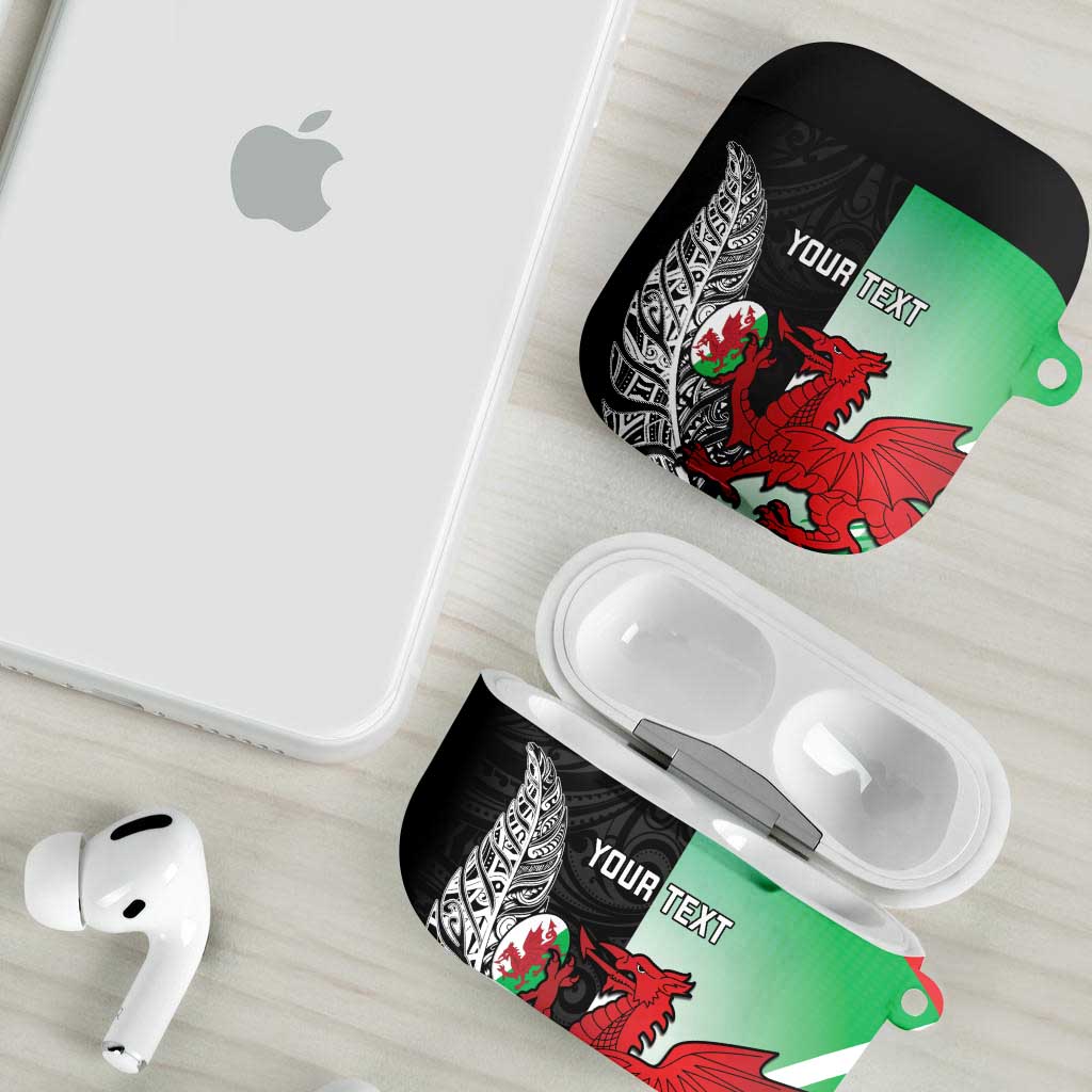 New Zealand and Wales Rugby Custom AirPods Case Aotearoa All Black Combine Welsh Dragon - Polynesian Pride