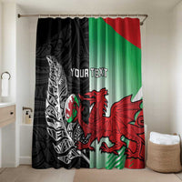 New Zealand and Wales Rugby Custom Bathroom Set Aotearoa All Black Combine Welsh Dragon - Polynesian Pride