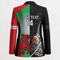 New Zealand and Wales Rugby Custom Blazer Aotearoa All Black Combine Welsh Dragon - Polynesian Pride
