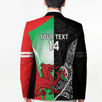 New Zealand and Wales Rugby Custom Blazer Aotearoa All Black Combine Welsh Dragon - Polynesian Pride