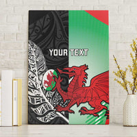 New Zealand and Wales Rugby Custom Canvas Wall Art Aotearoa All Black Combine Welsh Dragon - Polynesian Pride