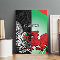 New Zealand and Wales Rugby Custom Canvas Wall Art Aotearoa All Black Combine Welsh Dragon - Polynesian Pride