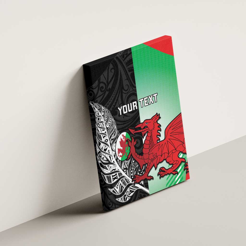 New Zealand and Wales Rugby Custom Canvas Wall Art Aotearoa All Black Combine Welsh Dragon - Polynesian Pride