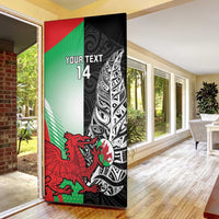 New Zealand and Wales Rugby Custom Door Cover Aotearoa All Black Combine Welsh Dragon - Polynesian Pride
