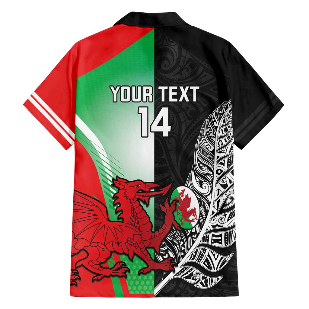 New Zealand and Wales Rugby Custom Family Matching Tank Maxi Dress and Hawaiian Shirt Aotearoa All Black Combine Welsh Dragon - Polynesian Pride