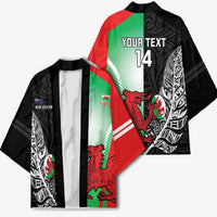 New Zealand and Wales Rugby Custom Kimono Aotearoa All Black Combine Welsh Dragon - Polynesian Pride