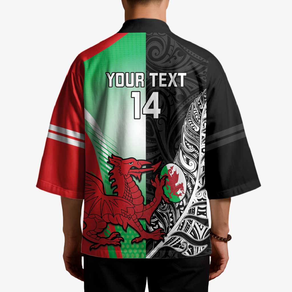 New Zealand and Wales Rugby Custom Kimono Aotearoa All Black Combine Welsh Dragon - Polynesian Pride