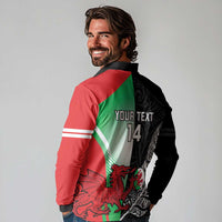 New Zealand and Wales Rugby Custom Long Sleeve Polo Shirt Aotearoa All Black Combine Welsh Dragon - Polynesian Pride
