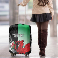 New Zealand and Wales Rugby Custom Luggage Cover Aotearoa All Black Combine Welsh Dragon - Polynesian Pride
