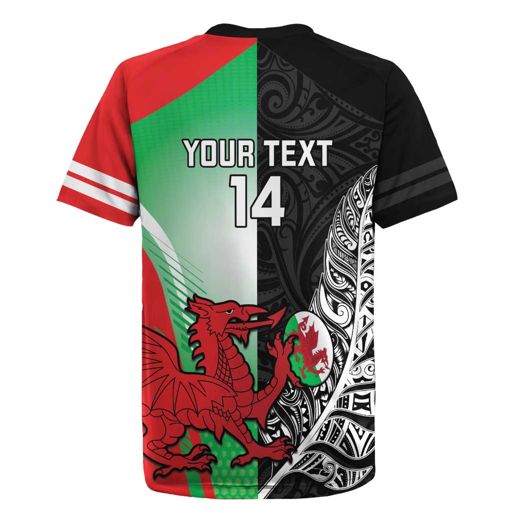 New Zealand and Wales Rugby Custom Rugby Jersey Aotearoa All Black Combine Welsh Dragon - Polynesian Pride