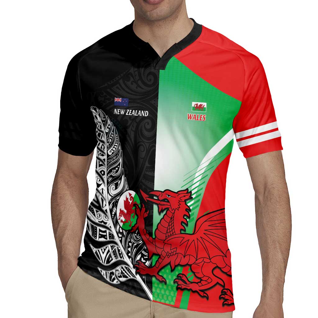 New Zealand and Wales Rugby Custom Rugby Jersey Aotearoa All Black Combine Welsh Dragon - Polynesian Pride
