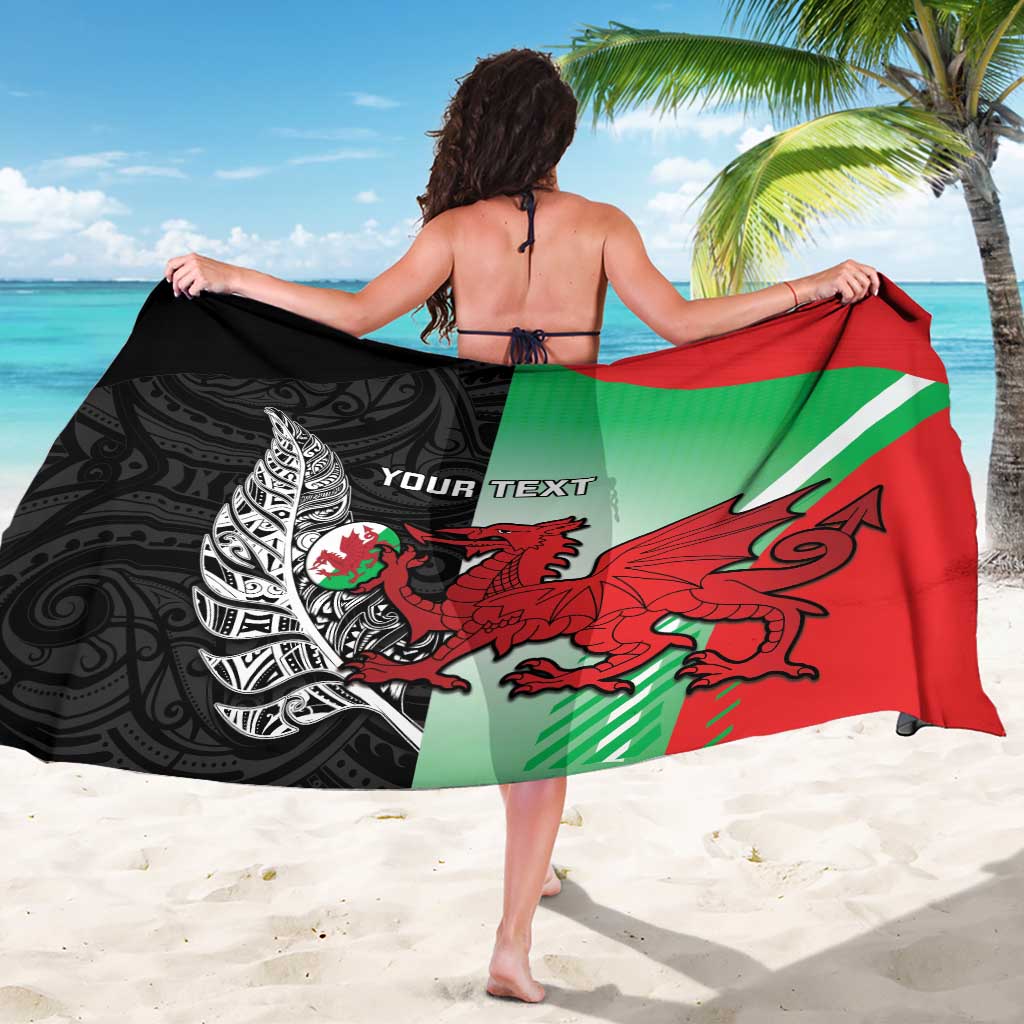 New Zealand and Wales Rugby Custom Sarong Aotearoa All Black Combine Welsh Dragon - Polynesian Pride