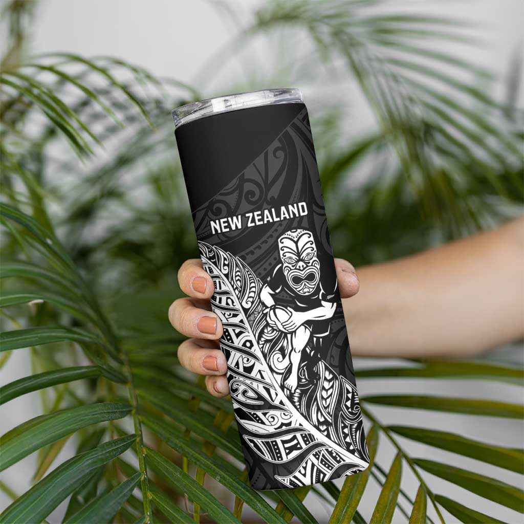 New Zealand and Wales Rugby Custom Skinny Tumbler Aotearoa All Black Combine Welsh Dragon - Polynesian Pride
