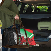 New Zealand and Wales Rugby Custom Travel Bag Aotearoa All Black Combine Welsh Dragon - Polynesian Pride