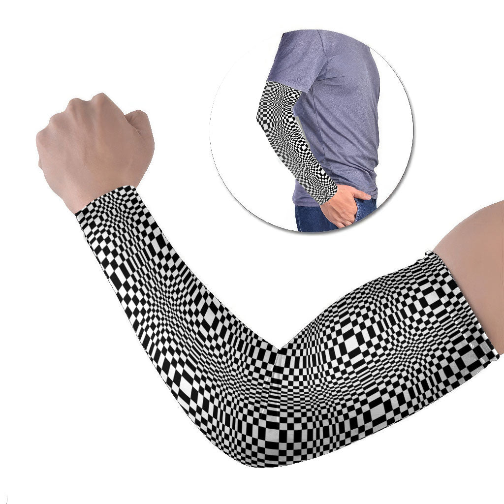 Black White Filipino Binakol Motifs Arm Sleeves Mabuhay Philippines Festival Kusikus Pattern LT14 Set of 2 Black - Polynesian Pride