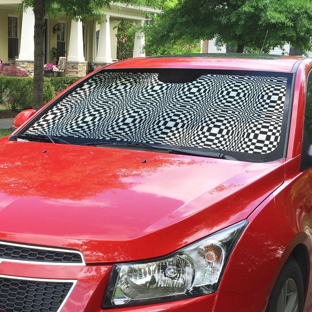 Black White Filipino Binakol Motifs Auto Sun Shade Mabuhay Philippines Festival Kusikus Pattern LT14 - Polynesian Pride