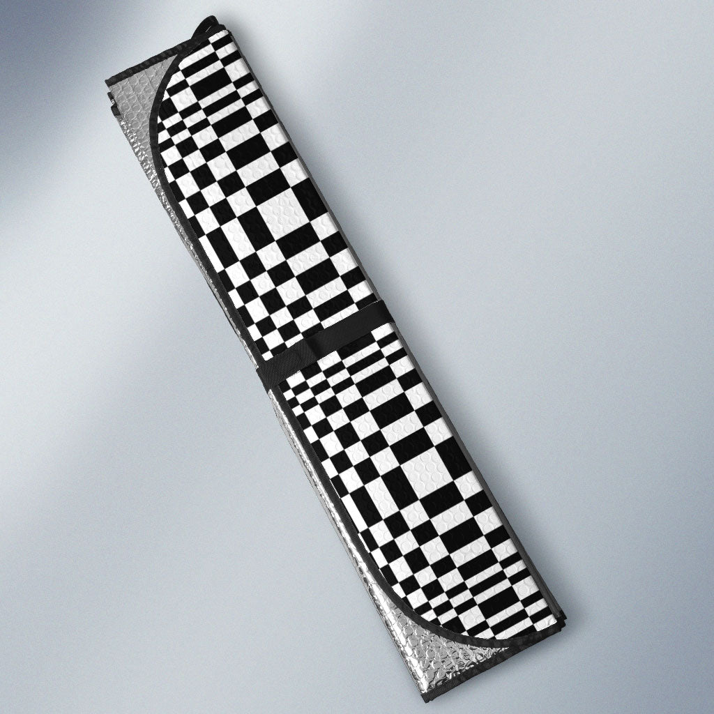 Black White Filipino Binakol Motifs Auto Sun Shade Mabuhay Philippines Festival Kusikus Pattern LT14 - Polynesian Pride