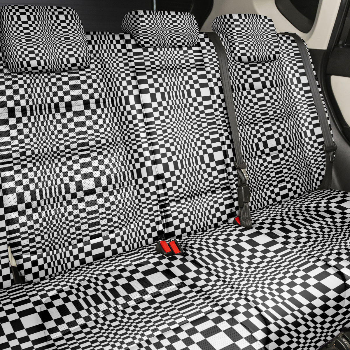 Black White Filipino Binakol Motifs Back Car Seat Cover Mabuhay Philippines Festival Kusikus Pattern LT14 - Polynesian Pride
