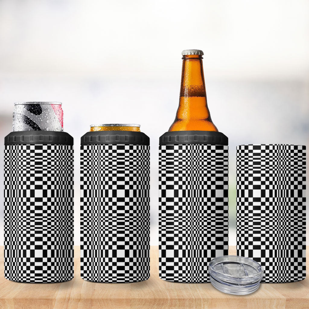 Black White Filipino Binakol Motifs 4 in 1 Can Cooler Tumbler Mabuhay Philippines Festival Kusikus Pattern LT14 - Polynesian Pride
