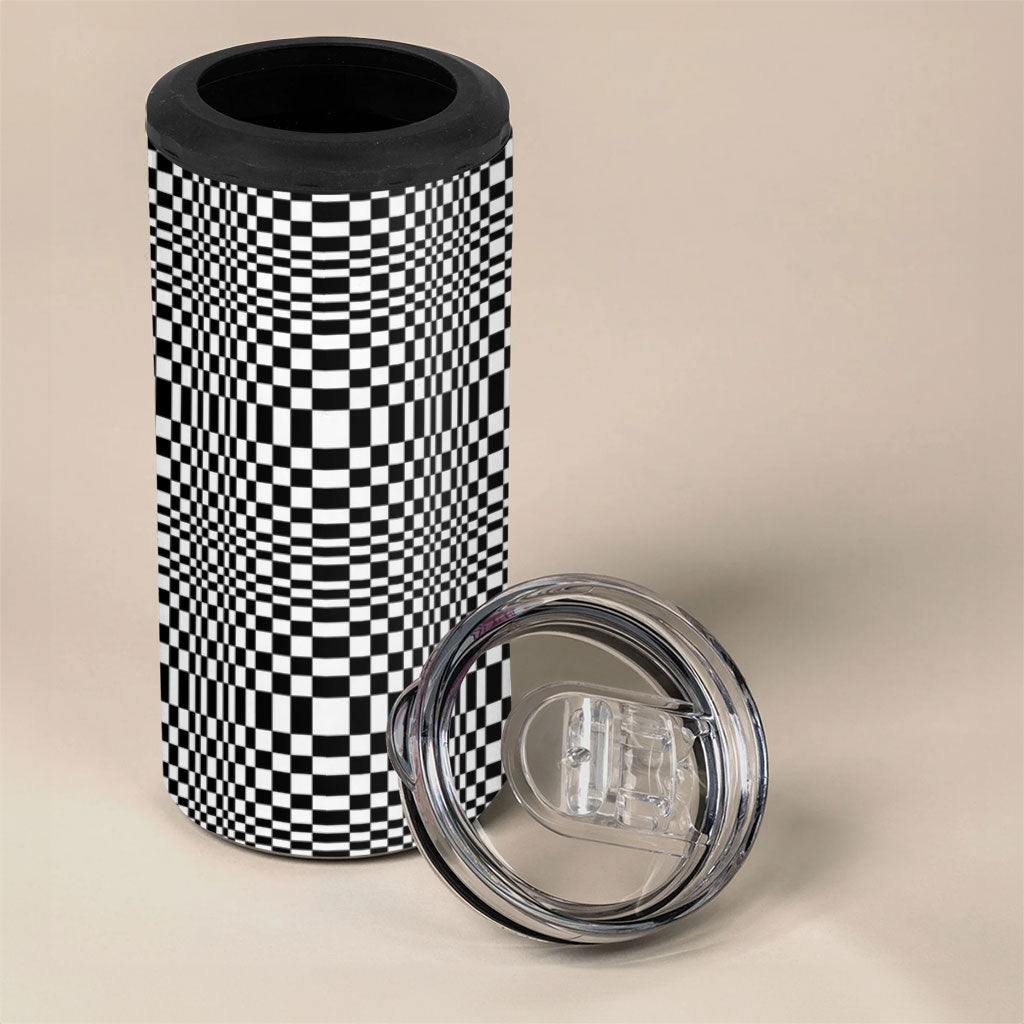 Black White Filipino Binakol Motifs 4 in 1 Can Cooler Tumbler Mabuhay Philippines Festival Kusikus Pattern LT14 - Polynesian Pride