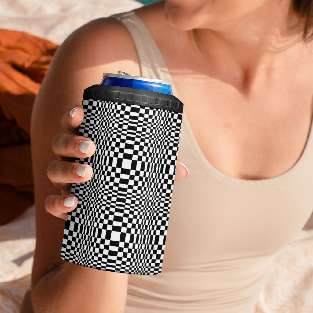 Black White Filipino Binakol Motifs 4 in 1 Can Cooler Tumbler Mabuhay Philippines Festival Kusikus Pattern LT14 - Polynesian Pride