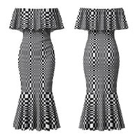 Black White Filipino Binakol Motifs Couples Matching Mermaid Dress and Long Sleeve Button Shirt Mabuhay Philippines Festival Kusikus Pattern LT14 - Polynesian Pride