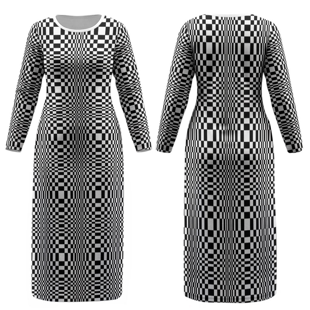 Black White Filipino Binakol Motifs Family Matching Long Sleeve Bodycon Dress and Hawaiian Shirt Mabuhay Philippines Festival Kusikus Pattern LT14 Mom's Dress Black - Polynesian Pride