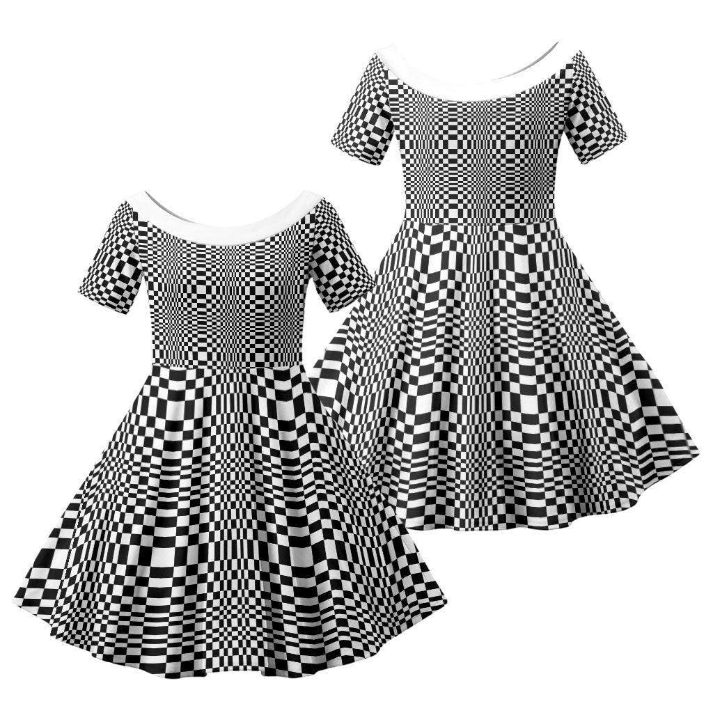 Black White Filipino Binakol Motifs Family Matching Long Sleeve Bodycon Dress and Hawaiian Shirt Mabuhay Philippines Festival Kusikus Pattern LT14 Daughter's Dress Black - Polynesian Pride