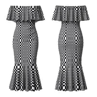 Black White Filipino Binakol Motifs Family Matching Mermaid Dress and Hawaiian Shirt Mabuhay Philippines Festival Kusikus Pattern LT14 Mom's Dress Black - Polynesian Pride