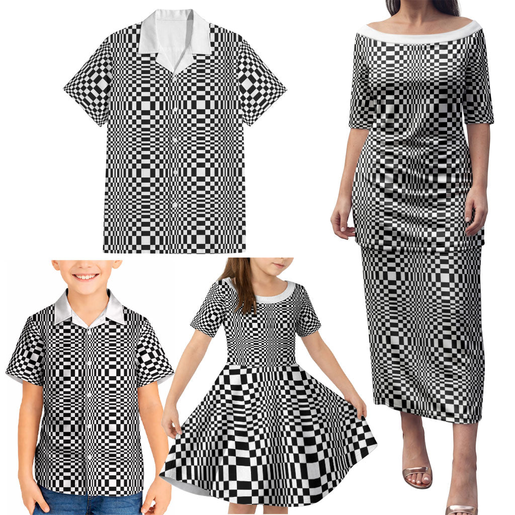 Black White Filipino Binakol Motifs Family Matching Puletasi and Hawaiian Shirt Mabuhay Philippines Festival Kusikus Pattern LT14 - Polynesian Pride