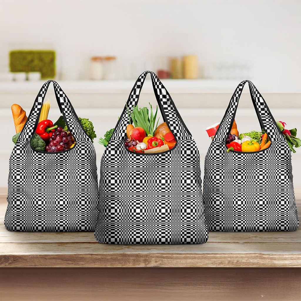 Black White Filipino Binakol Motifs Grocery Bag Mabuhay Philippines Festival Kusikus Pattern LT14 3-pack One Size Black - Polynesian Pride