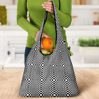 Black White Filipino Binakol Motifs Grocery Bag Mabuhay Philippines Festival Kusikus Pattern LT14 - Polynesian Pride