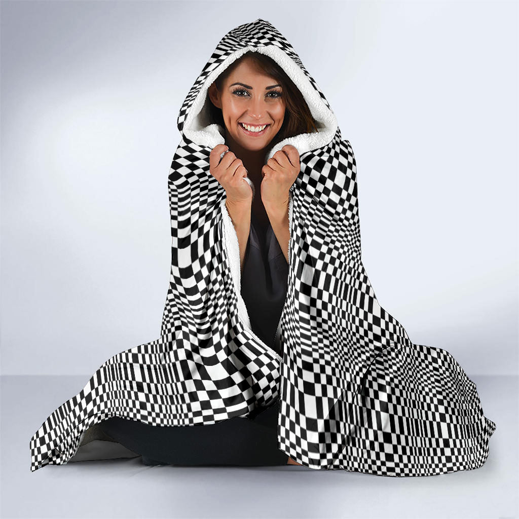 Black White Filipino Binakol Motifs Hooded Blanket Mabuhay Philippines Festival Kusikus Pattern LT14 - Polynesian Pride
