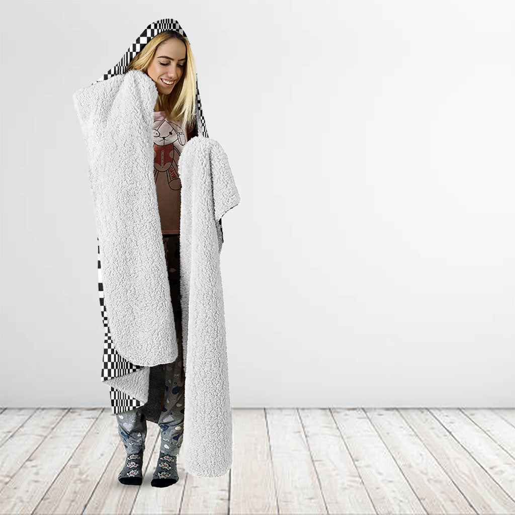 Black White Filipino Binakol Motifs Hooded Blanket Mabuhay Philippines Festival Kusikus Pattern LT14 - Polynesian Pride
