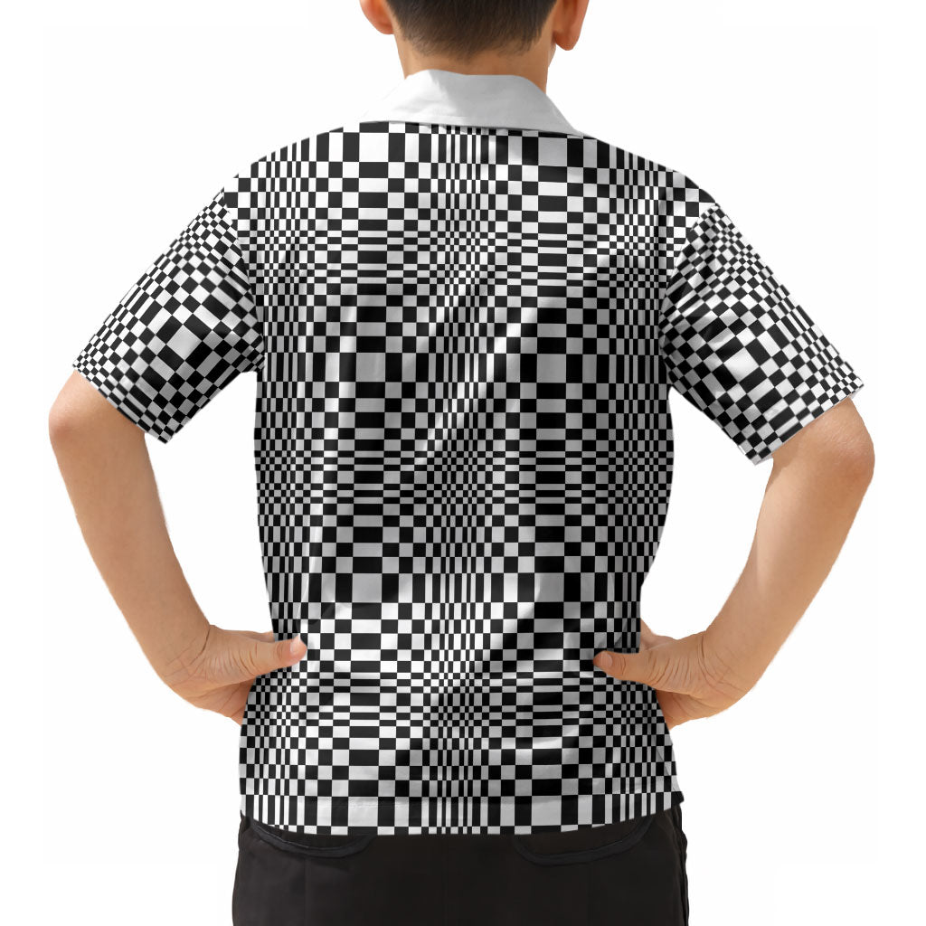 Black White Filipino Binakol Motifs Kid Hawaiian Shirt Mabuhay Philippines Festival Kusikus Pattern LT14 - Polynesian Pride