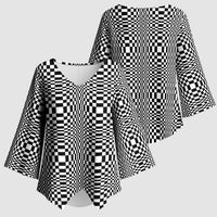 Black White Filipino Binakol Motifs Kimono Sleeve Blouse Mabuhay Philippines Festival Kusikus Pattern LT14 - Polynesian Pride