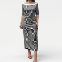 Black White Filipino Binakol Motifs Puletasi Mabuhay Philippines Festival Kusikus Pattern LT14 Long Dress Black - Polynesian Pride