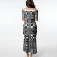 Black White Filipino Binakol Motifs Puletasi Mabuhay Philippines Festival Kusikus Pattern LT14 - Polynesian Pride