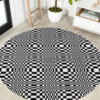 Black White Filipino Binakol Motifs Round Carpet Mabuhay Philippines Festival Kusikus Pattern LT14 Black - Polynesian Pride