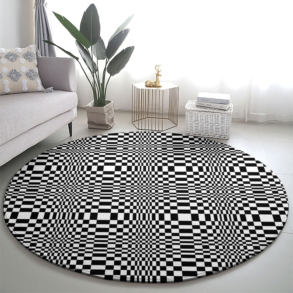 Black White Filipino Binakol Motifs Round Carpet Mabuhay Philippines Festival Kusikus Pattern LT14 - Polynesian Pride
