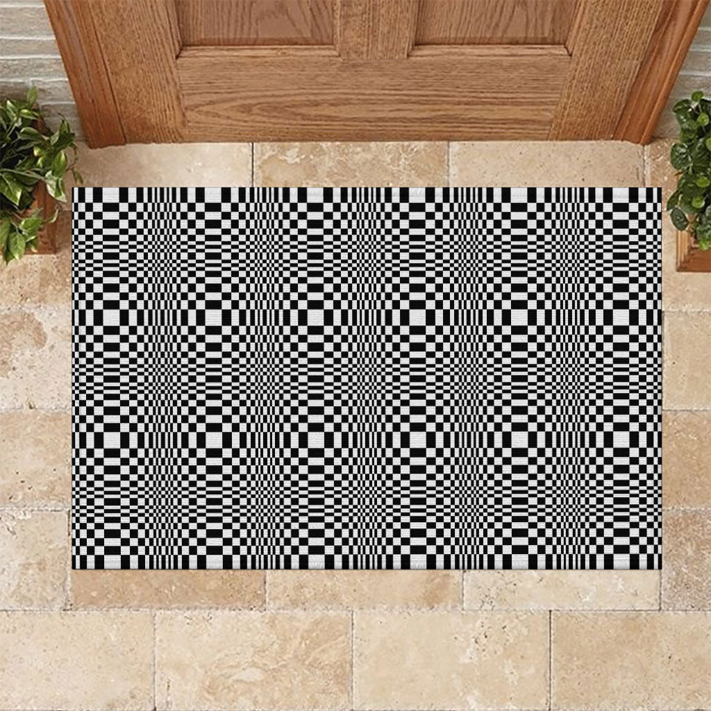 Black White Filipino Binakol Motifs Rubber Doormat Mabuhay Philippines Festival Kusikus Pattern LT14 Black - Polynesian Pride